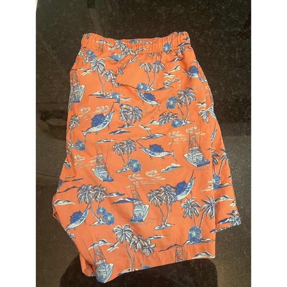Ocean Coast Swim Trunks Mens‎ XXL Hawaiian Print Mesh Lined Beach Shorts - Picture 4 of 5